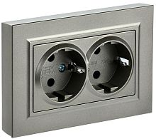 Розетка с заземлением IEK Brite РС12-3-БрШ 1-м. 2 мод. шампань картинка